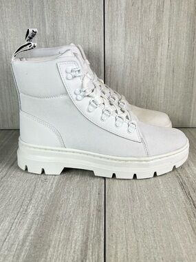 Dr. Martens Docs Combs White Canvas Combat Boot Lace Up Shoe Women’s Size 8